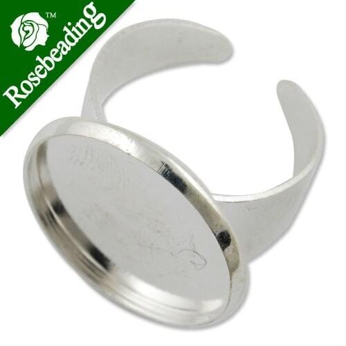 20mm Round Adjustable Shallow bottom Silver plated Ring Setting With 20 MM round Pad,Sold 20PCS Per Package