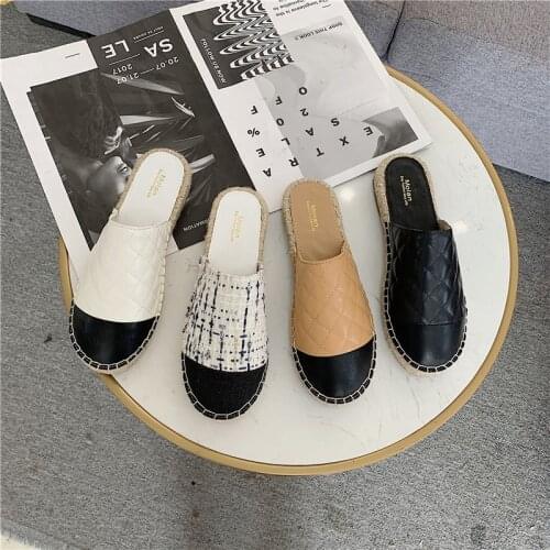 2020 Summer Women Mules Shoes Brand Slippers Fashion Round Toe Slip On Home Slides Ladies Multi Color Leather Flat Woman Loafers