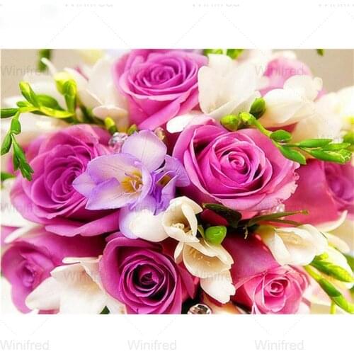 DIY Diamond Painting Full Square/Round Drill Rose Lily Flower 5D Diamond Rhinestone Embroidery Painting Cross Stitch Kit Mosaic