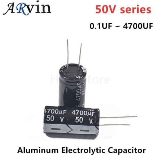 Aluminum Electrolytic Capacitor 50V 0.1UF 0.47UF 1UF 2.2UF 3.3UF 4.7UF 10UF 22UF 33 47 100 220 330 470 680 1000 2000 3300 4700UF