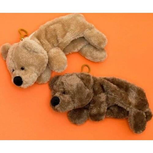 Free shipping Creative bear plush pencil case, large-capacity cute stationery bag, coin bag, cute plush doll