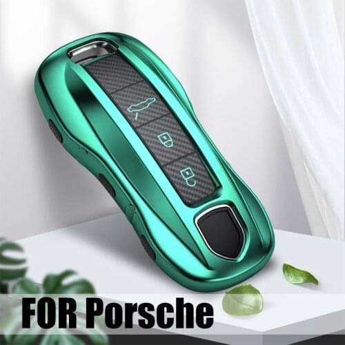 TPU Carbon fiber Car Key Cover Case For Porsche Cayenne Panamera 971 911 9YA Macan Boxster Carman Keyless Remote Keychain