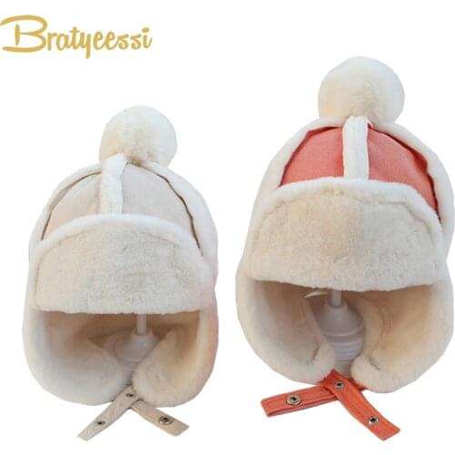 Faux Fur Baby Hat for Girls Boys Plush Lining Winter Hat for Kids Cap Outdoor Skiing Windproof Baby Bonnet Infant Beanie 1-4Y