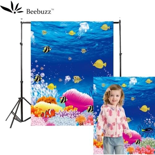 Beebuzz photo backdrop underwater world backgroung blue sea fish coral reef photophone