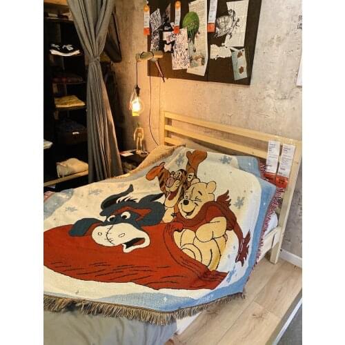 Cartoon Cotton Knitted Throw Thread Blanket Sofa Plaid Soft Towel Bed Plaid Tapestry Bedspread Tablecloth