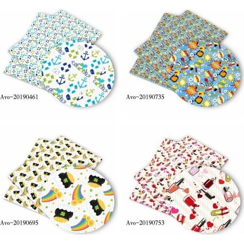 Huangtao DIY Faux Leather Fabric Cartoon Printed Handmade Bags Materials DIY Hair Bows By Yard By Roll Supplies