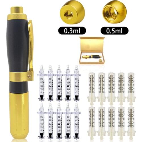 2 in 1 meso injection gun hyaluronic pen 0.3ml & 0.5ml head gold hyaluronique acid pen lip filler injector Noninvasive Nebulizer