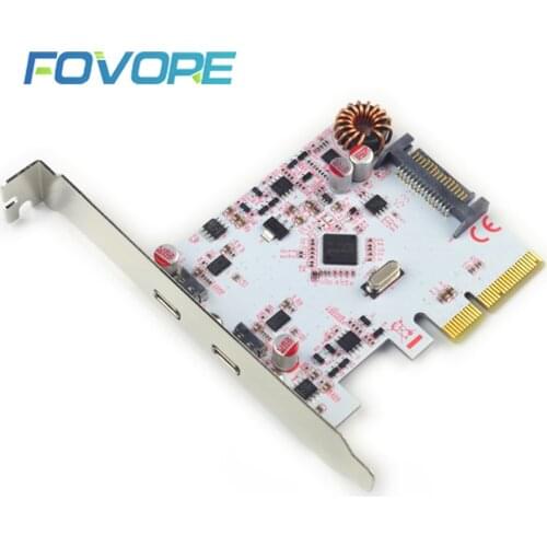 USB 3.1 PCIE PCI Express Expansion Card PCI-E 4X to USB 3.1 Gen2 10Gbps 2-Port USB C Adapter ASMedia ASM1142 + ASM1542 Chipset