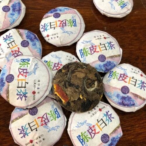 Chinese Tea Fujian Chen Pi Lao Bai Cha Compressed Mini Pu'er Tea Fuding Old White TeaLipid-lowering and Beauty Free Shipping250g