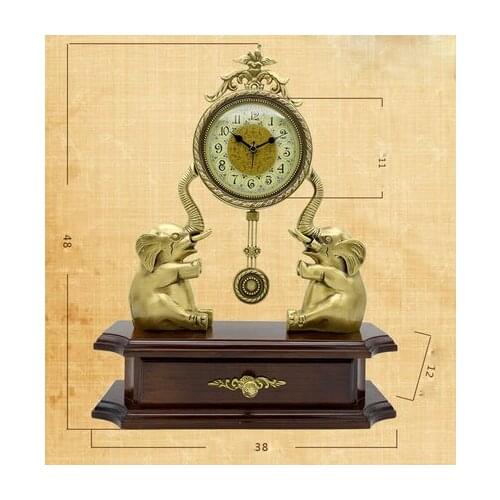 Copper Elephant Clock Decorative Table Desktop Clocks Living Room Bedroom Vintage Alarm Clock Ornaments Table Desktop Watches