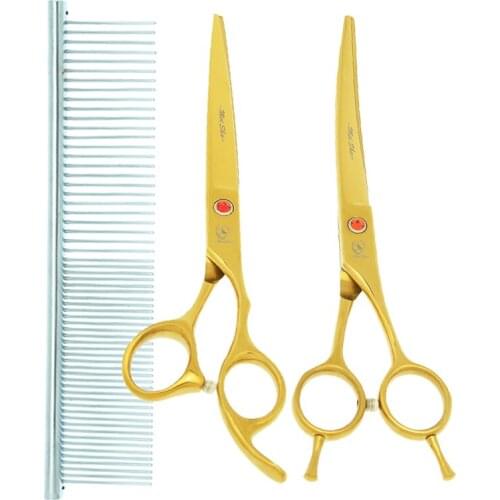 Meisha 7 inch Pet Grooming Scissors Set Professional Dog Cat Hair Cutting Thinning Curved Shears Puppy Hair Trimming Tool B0016A