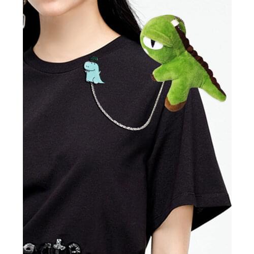 Cute Dinosaur Brooches Lovely Pins Cartoon Plush Brooch Girls Fashion Accessories Trendy Jewelry Fruit Animal Panda Brooches