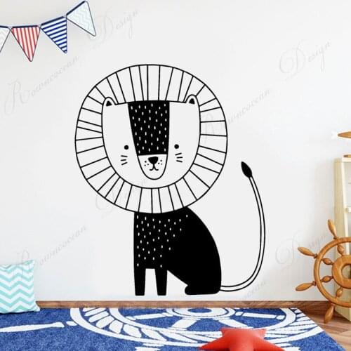 Cartoon Tribal Lion Wild Animal Woodland Wall Sticker Vinyl Home Decor Kids Room Nursery Decals Interior Decoration Mural 4249