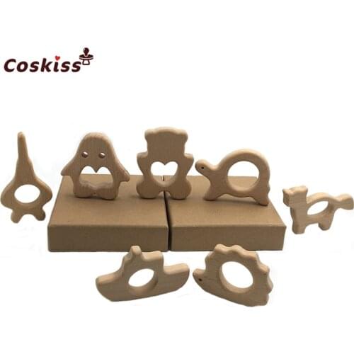 Organic Wooden Animal Teether Baby Teether Natural Baby Teething Nursing Grasping Toy Toddler Teether Newborn Baby Teether Gift