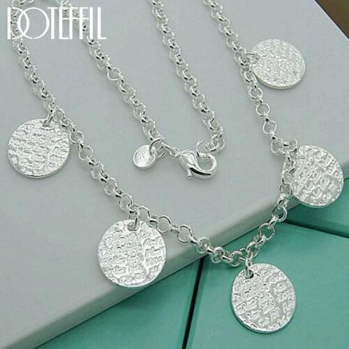 DOTEFFIL 925 Sterling Silver Mageweave Five Round Tag Pendant Necklace For Woman Wedding Engagement Party Charm Jewelry