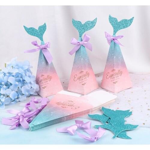 The Little Mermaid Party Tail Gift Candy Box Mermaid Birthday Party Favors Under The Sea Birthday Party Girl Baby Shower decor