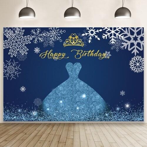 Princess Dress and Gentleman Hat Blue Theme Photography Girl Boy Birthday Backdrop Background Baby Photo Prop Wall Decors Banner