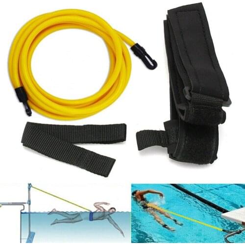 Natural Latex Adjustable Swim Training Resistance Elastic Belt Swimming Exerciser Safety Rope Latex Tube Pool Training Equipment
