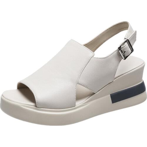 Sandals for women 2021 new fashion hook loop solid color casual platform shoes fish mouth casual summer sandals women