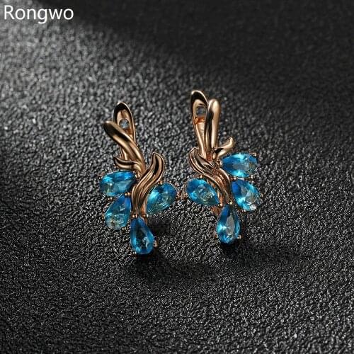 Trendy Flower Petal Shape Zircon Crystal Stud Earrings Metal Quality Fashion Jewelry Accessories Earrings For Woman Girl Gifts