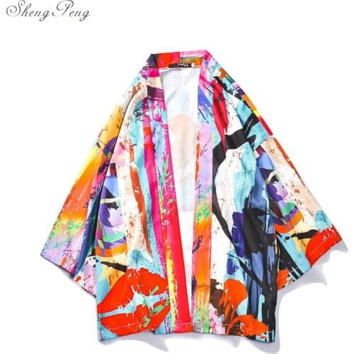 Japanese kimono traditional men yukata male samurai costume kimono clothing Japanese cosplay warrior costume haori Q725
