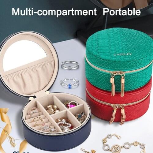 Universal Jewelry Organizer Display Travel Jewelry Case Boxes Portable Jewelry Box Button Leather Storage Zipper Jewelers