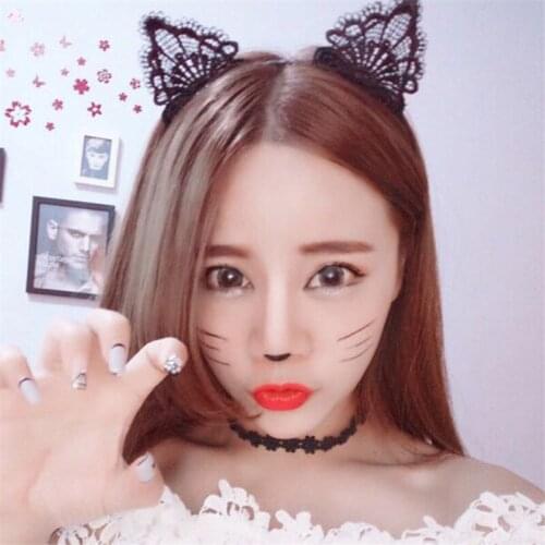 10pcs Girls Cat Ears Hair band For Women Hollow lace Headband Cute Head Band bowknot Hair Accessories