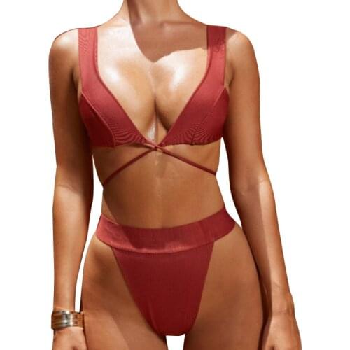 Women Bandage Bikini Set Push-up Bra High Waist Thong Summer Beach Swimwear Swimsuit SAL99