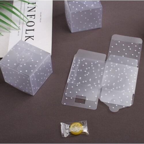 100pcs PVC Square Transparent Clear Dot Candy Box Chocolate Package Gift Box Cube For Wedding Birthday Christmas Party Decor