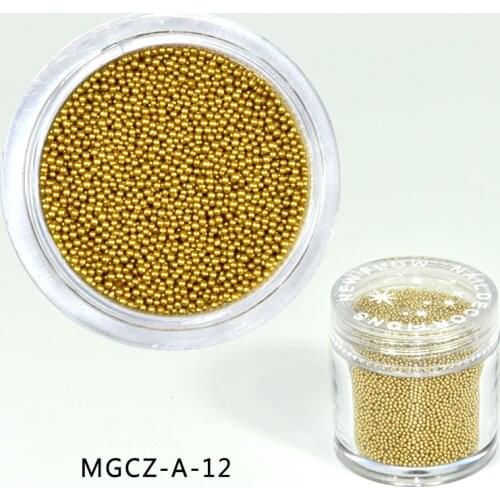 15gram/Pot 0.6mm-0.8mm Gold Caviar Nail Beads Glass Trend Caviar Nail Art Decorations Micro Beads MGCZ-012