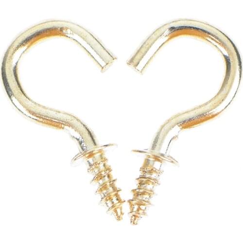 20Pcs/set High Quality 1/2 Inches Brass Plated Cup Hooks Shouldered Screw Hanging Hat Coat Peg Hanger Hot