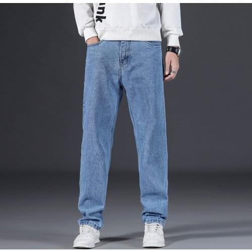 2021 Sulee Brand Slim Straight Mid-Waist Jeans Classic Style Young Mens Fashion Stretch Denim Jeans Black Blue