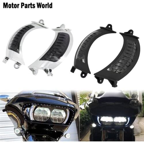 2Pcs Motorcycle LED Side Marker Turn Signal Light Black/Chrome For Harley Touring Road Glide FLTRX 2015-2019 2018 2017