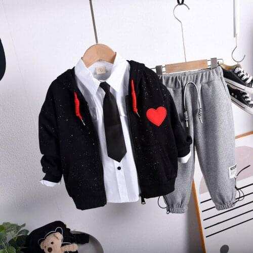 Spring Autumn Children Cotton Clothes Baby Boys Girls Zippered Hoodie,Shirt and Pants 3Pcs/Sets Kids Fashion Toddler Tracksuits