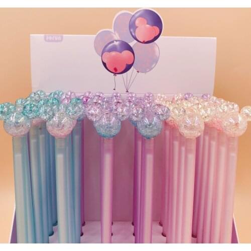 36pcs Disney Korean cartoon gel pen colorful crystal cute Mickey head Dali pattern black ink ballpoint pen signature pen gift