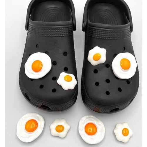 3D Cute Simulation Food Poached Egg Resin JIBZ Shoe Charm Decoration For Men Croc Clog Shoe DIY Kids Shoe Buckles Accessories