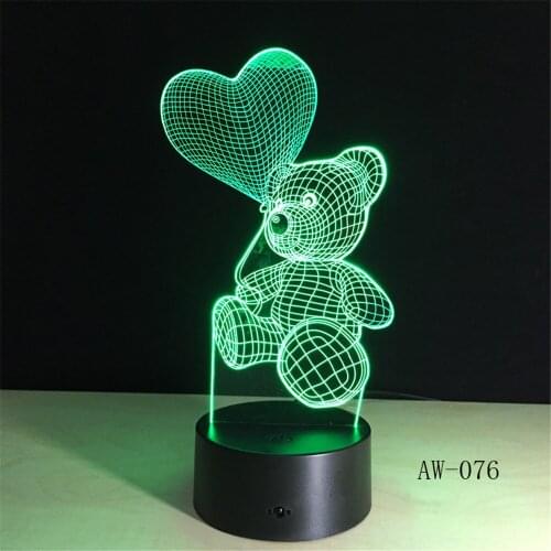 Lovely Bear 3D LED Night Light Beside Lamp Touch Control 7 Color Changing USB Touch LEDParty Decor Light AW-076