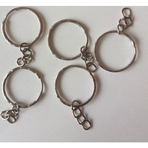 500pcs Diameter 25mm Silver Key Chains Round Split Keyrings Jewelry Keychain Key Ring Connector Diy Accessories