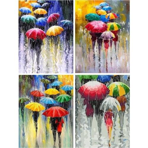 5Ddiamond Painting City Mosaic Landscape Square Diamond / Round Diamond Embroidery Cross Stitch Umbrella Art Decoration Painting