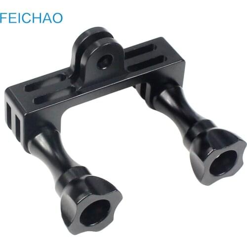 Aluminum Double Head bracket Bidirectional Adapter Parts LED light Holder for GOPRO 3+ 4 5 /SJcam /Yi /GitUp Cameras