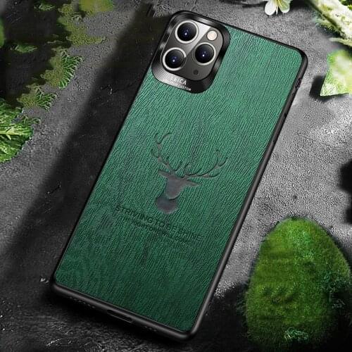 Funda Case for iPhone 12 Pro Max 12 Mini XS Max XR SE 2020 7 8 Plus Wood Grain Deer Patterned Coque Phone Case Cover Capa