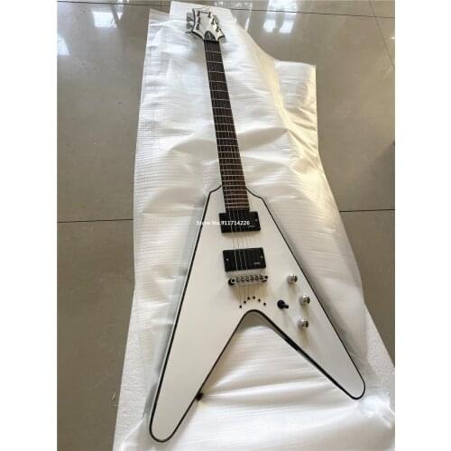 Custom version of high quality fork white special-shaped electric guitar closed pickup fixed piercing body