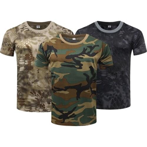 Camouflage Tactical Shirts Short Sleeve Mens Quick Dry Combat T-Shirt Military Army T Shirt Camo Outdoor Hiking Hunting Shirts