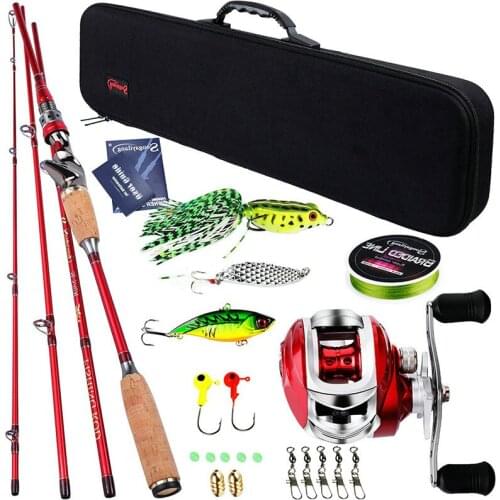 Sougayilang fishing tools M Power Carbon Fiber fishing Rod Casting Reel Set with Fishing Line Lures Hooks Combo Pesca salt water