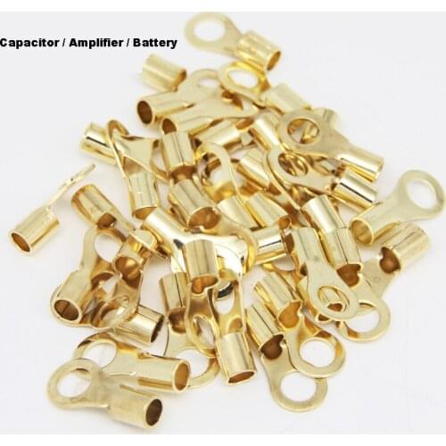 50Pieces/Lot Pure Copper Power Line Connection O TYpe Terminal Block For Car Audio Modified Subwoofer / Amplifier / Capacitor