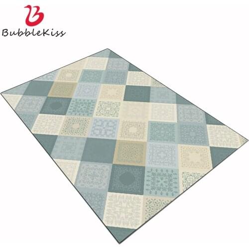 Bubble Kiss Rug for Living Room Nordic Style Yellow-green Plaid Pattern Carpet Bedroom Soft Skin-friendly Floor Mat Home Decor
