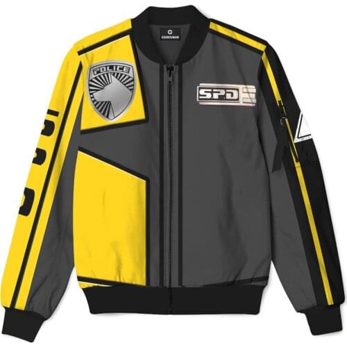 3D Printed RANGERS SPD Blue/Green/Pink/Orange Bomber Jacket Wear Thick Quilted Casual Fashion Coat For Men Outdoors In Winter