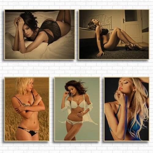Fashion Woman Wall Art Poster Print Sexy Bikini Kraft Paper Painting Modern Wall Picture Living Room Home Decor