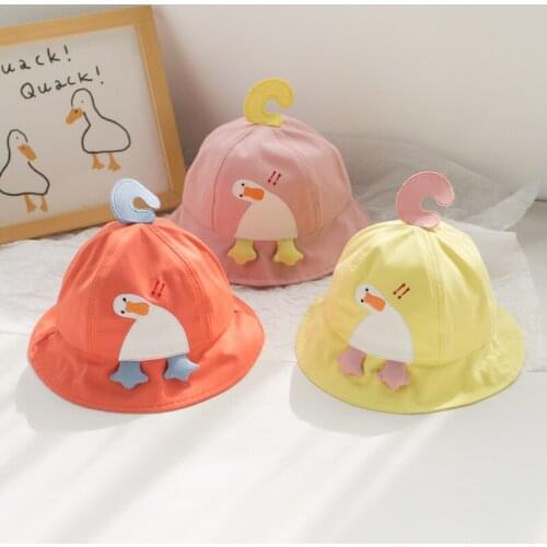 Soft Cartoon Sun Hats Summer Cute Print Duckling Caps for Baby Boy Girl Childrens Fisherman Hat Big Edge Sunscreen Bucket Hats