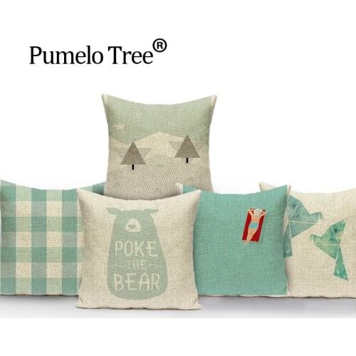 NEW Square colorful Home Cushion Decorative soft seat car Covers linen night fish bird cartoon pure suit cushion almohada N(430)